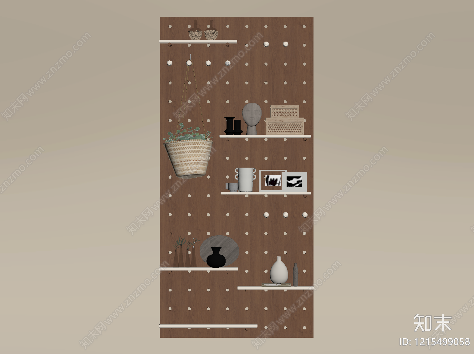 原木奶油风书架SU模型下载【ID:1215499058】