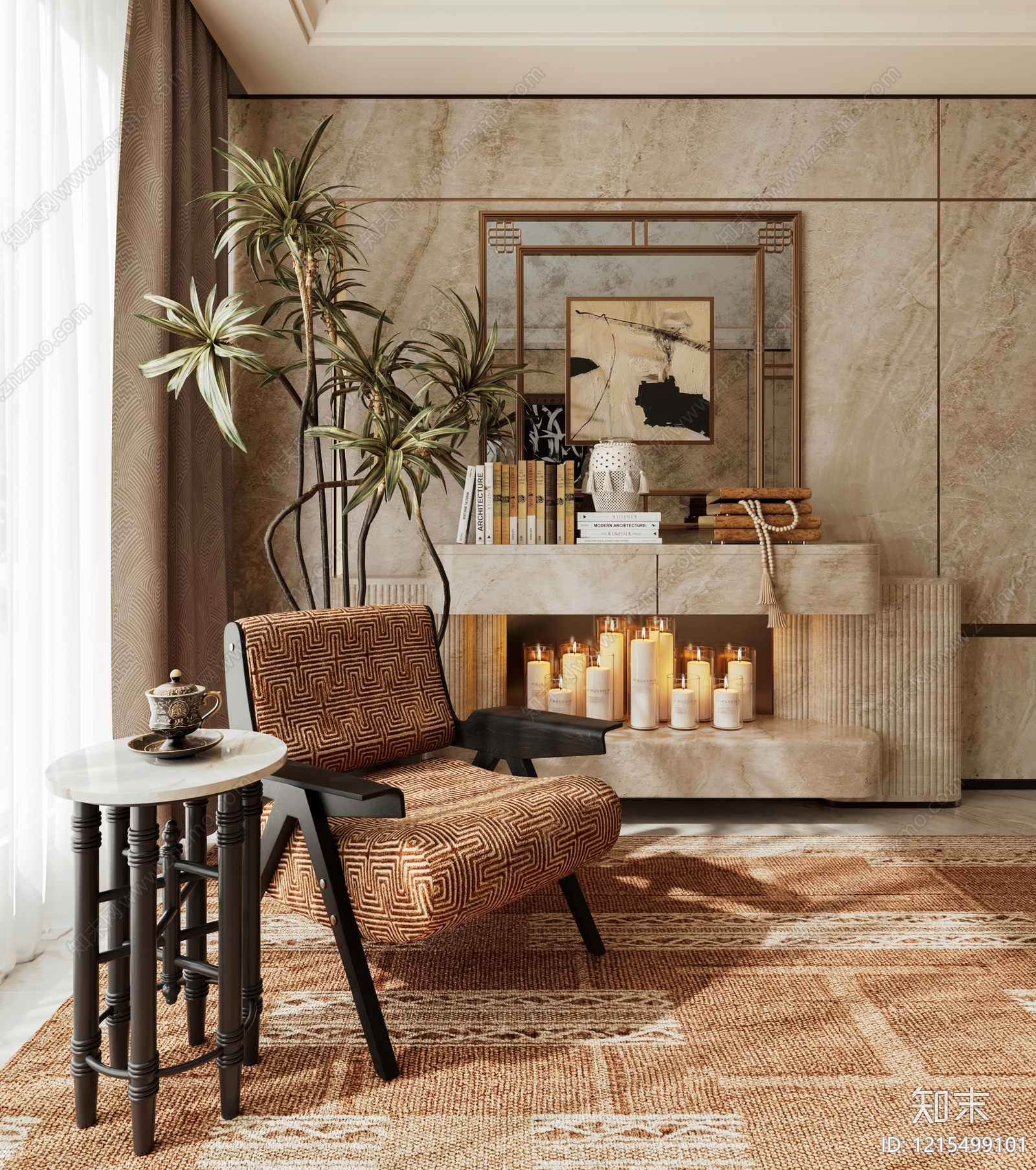 中古风家居客厅3D模型下载【ID:1215499101】