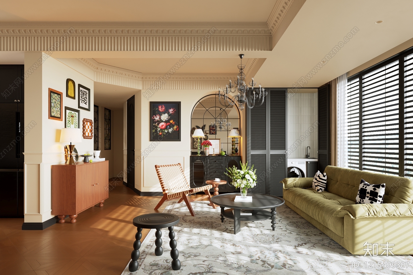 中古风家居客厅3D模型下载【ID:1215499307】