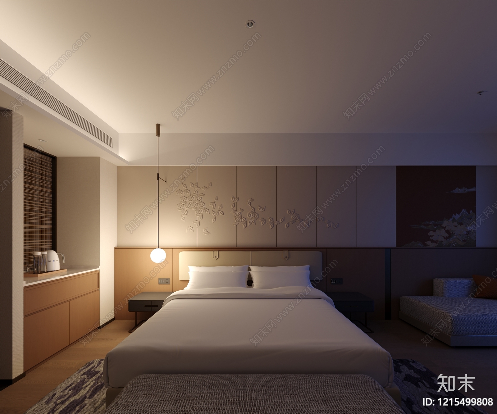 新中式酒店客房SU模型下载【ID:1215499808】