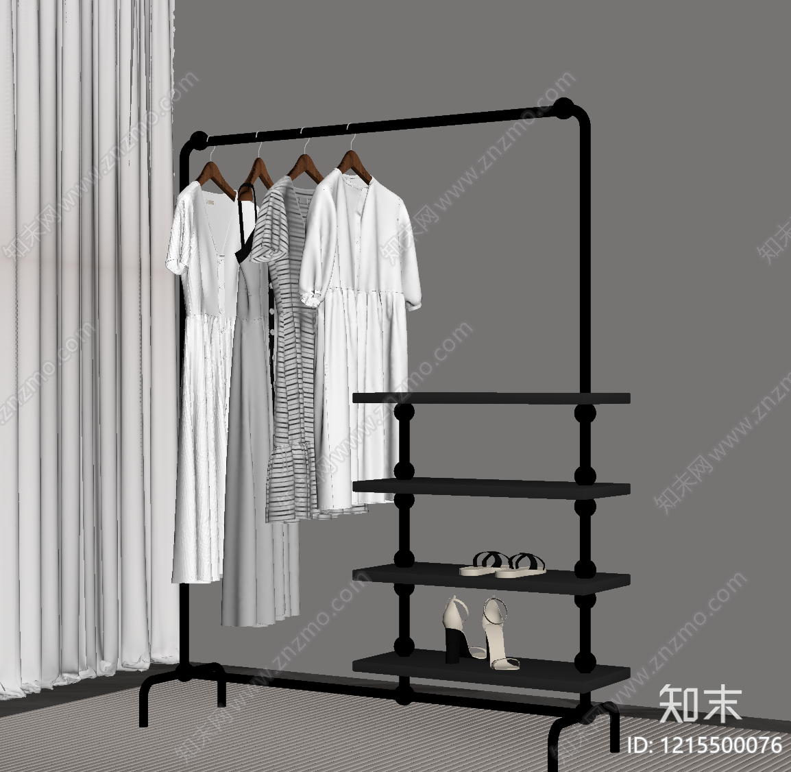 现代简约衣架SU模型下载【ID:1215500076】