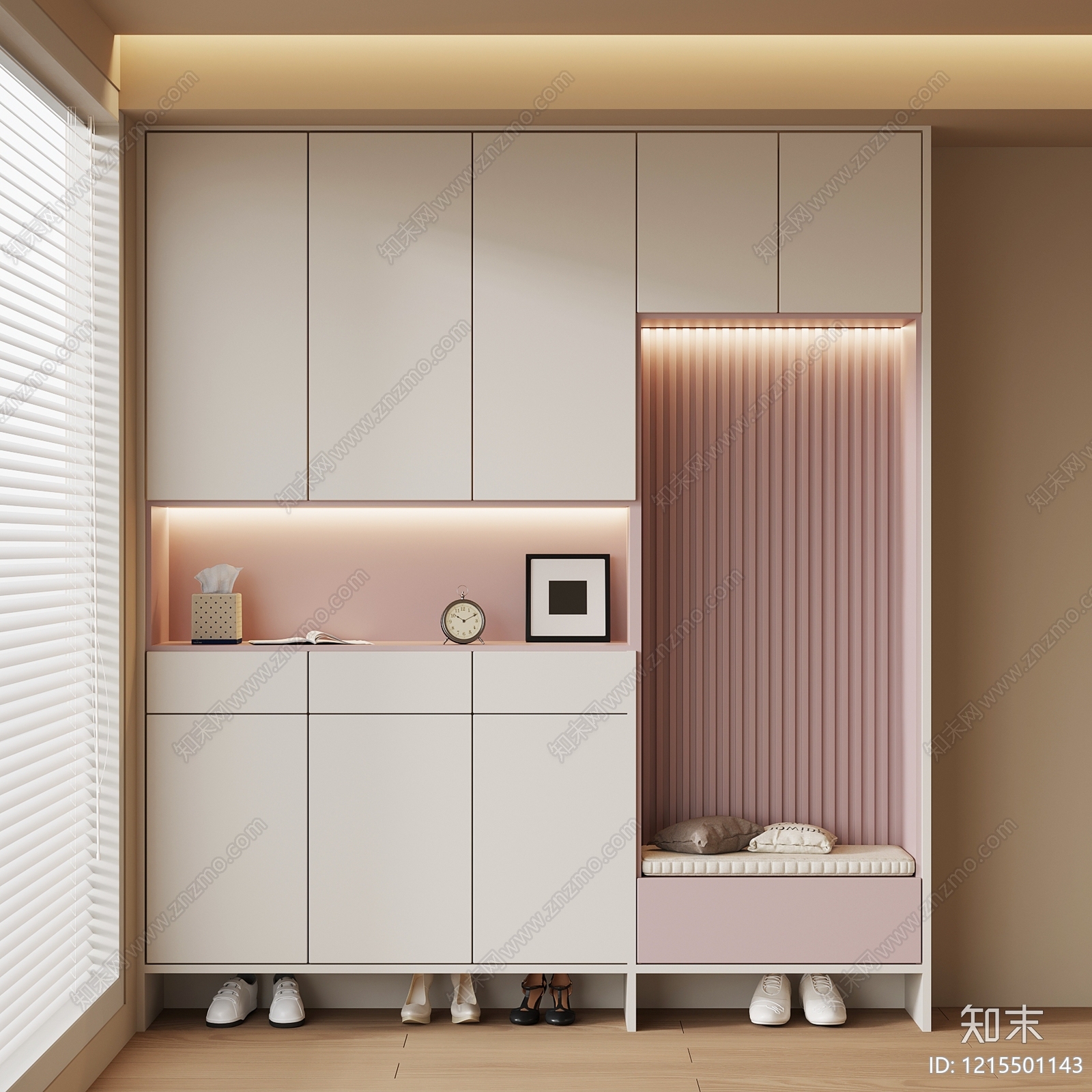 奶油风鞋柜3D模型下载【ID:1215501143】