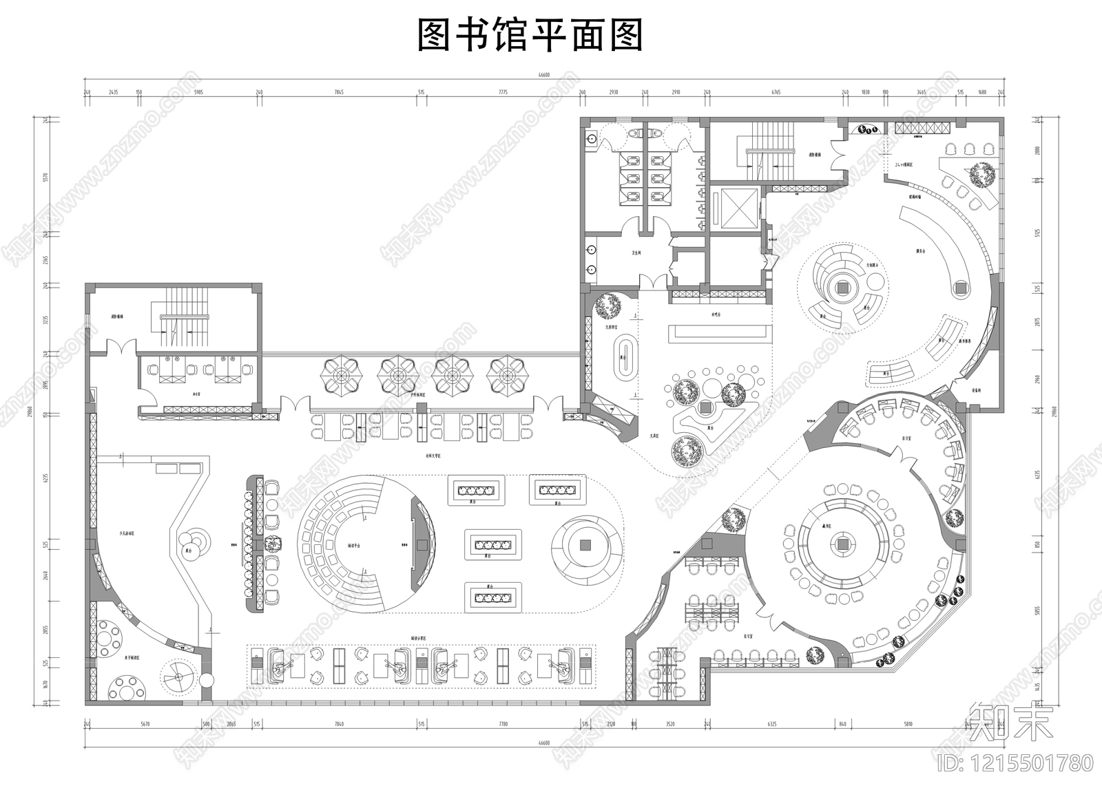 现代图书馆施工图下载【ID:1215501780】