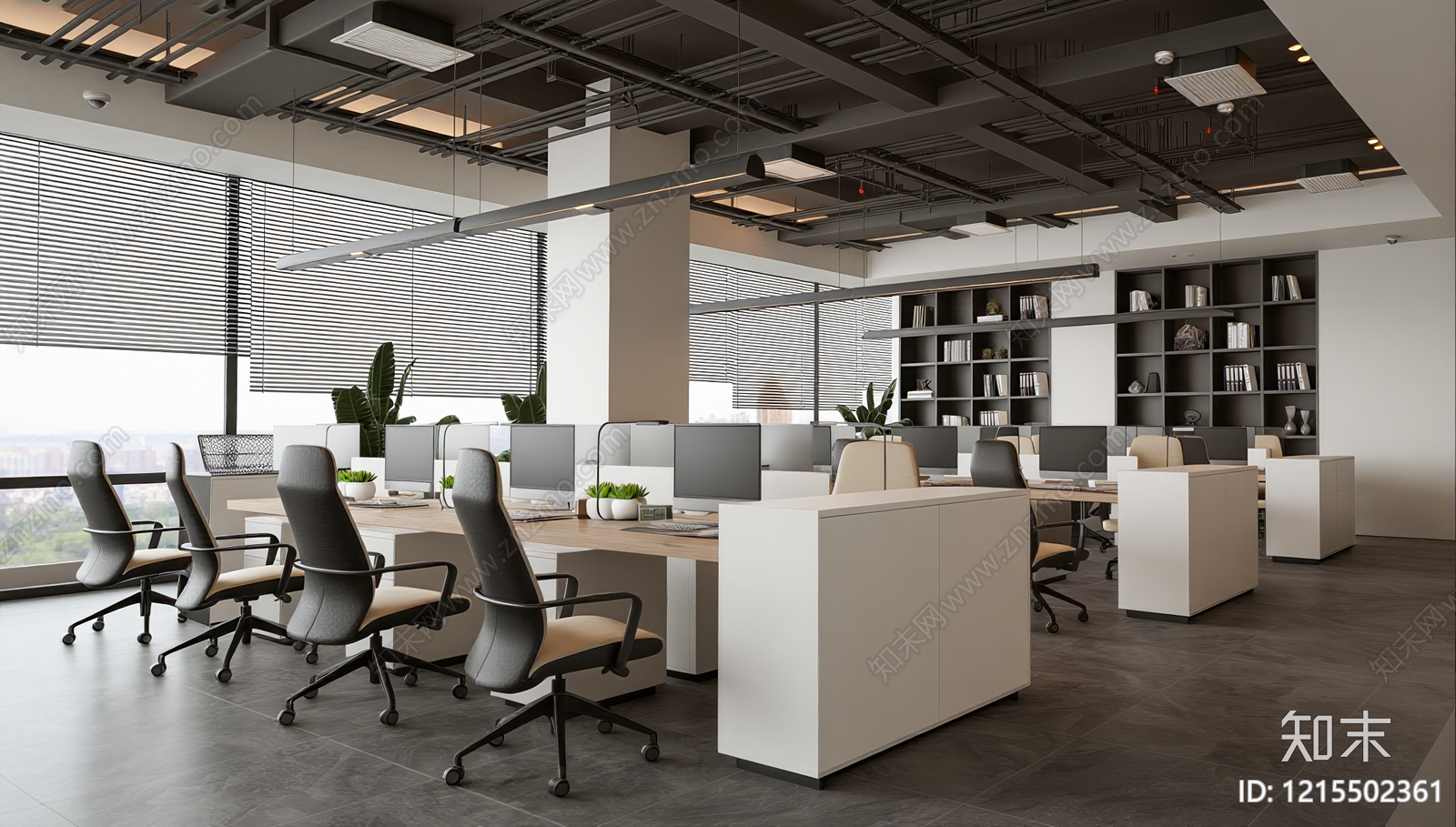现代简约办公室SU模型下载【ID:1215502361】