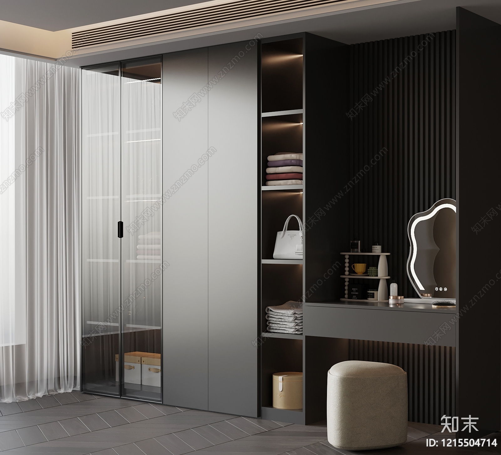 现代衣柜SU模型下载【ID:1215504714】