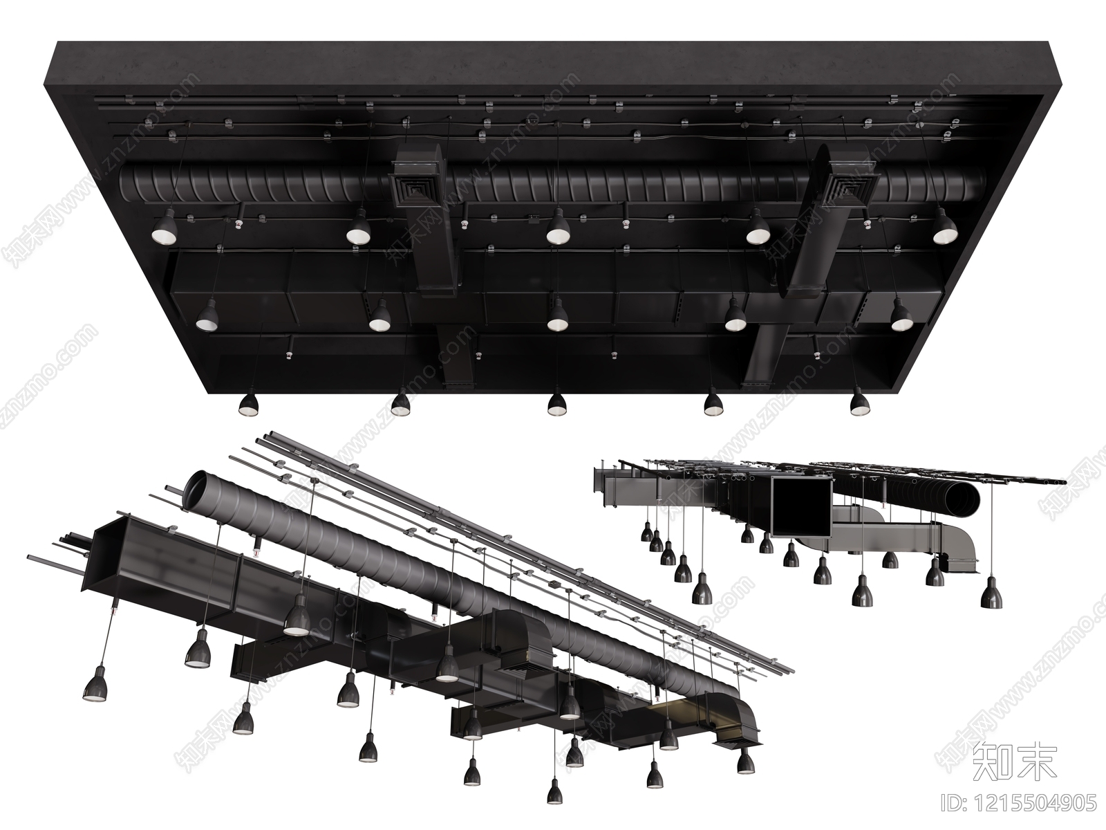 工业风吊顶3D模型下载【ID:1215504905】
