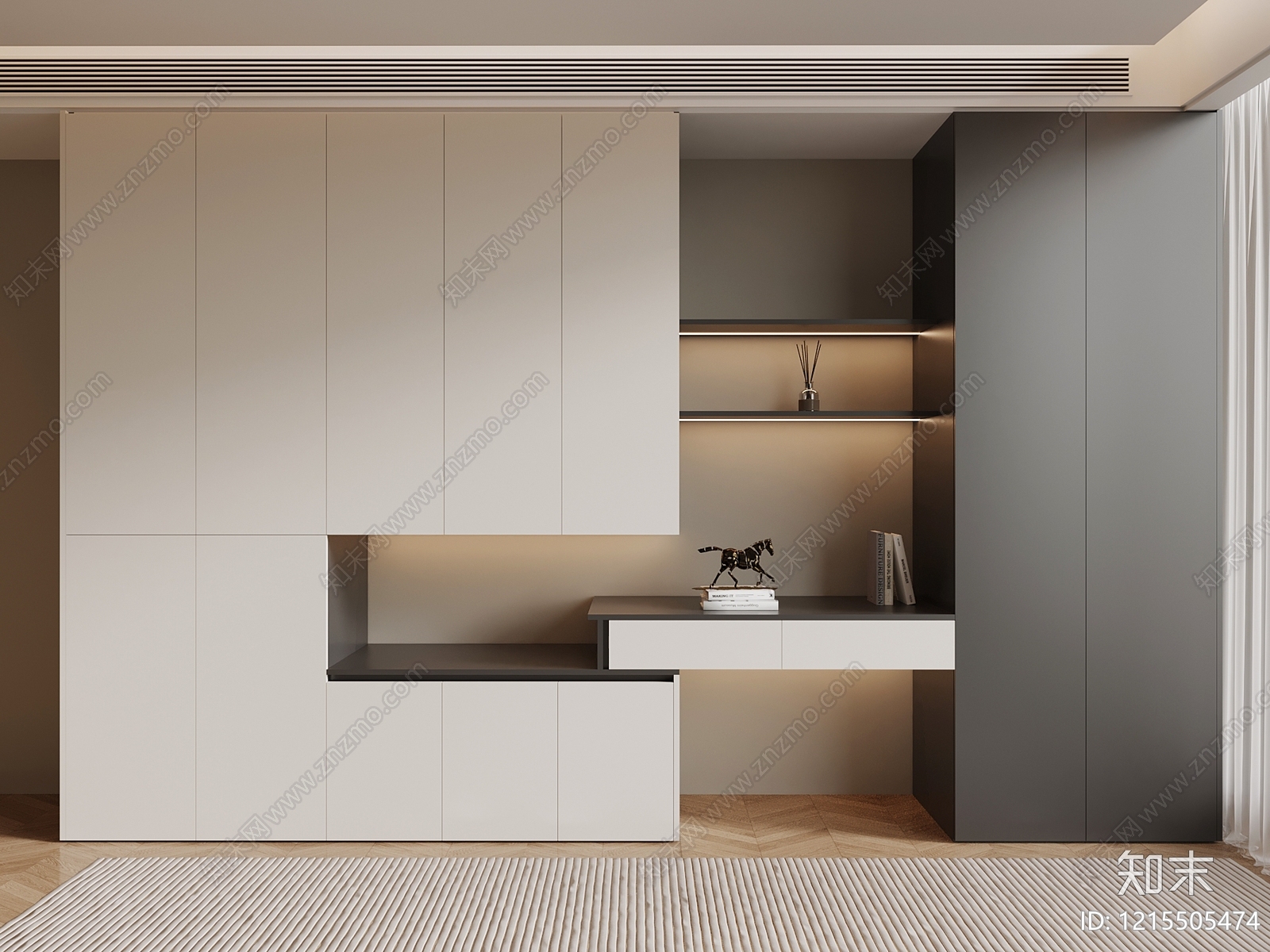 极简衣柜3D模型下载【ID:1215505474】