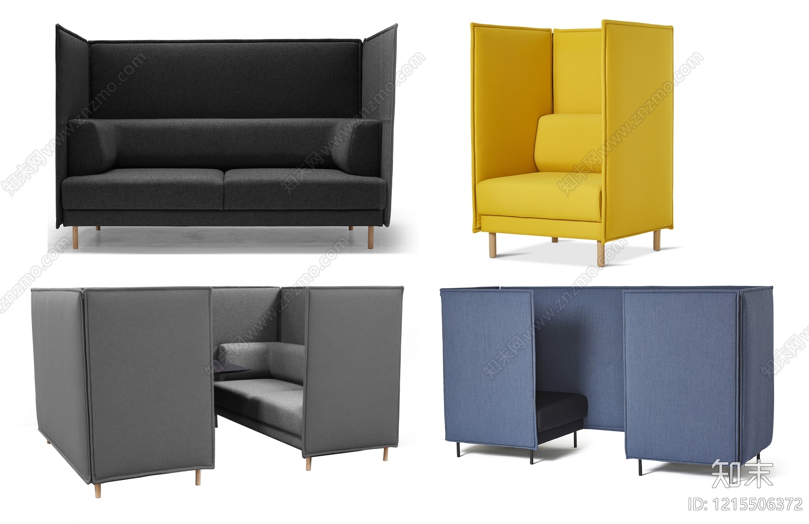 现代简约办公沙发SU模型下载【ID:1215506372】