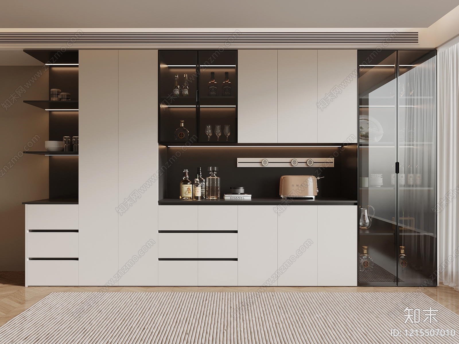 现代简约酒柜SU模型下载【ID:1215507010】