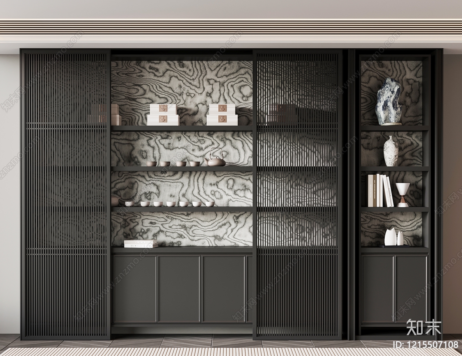新中式茶柜SU模型下载【ID:1215507108】