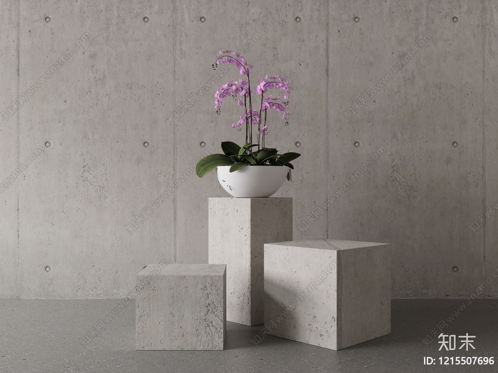 极简花盆3D模型渲染效果图