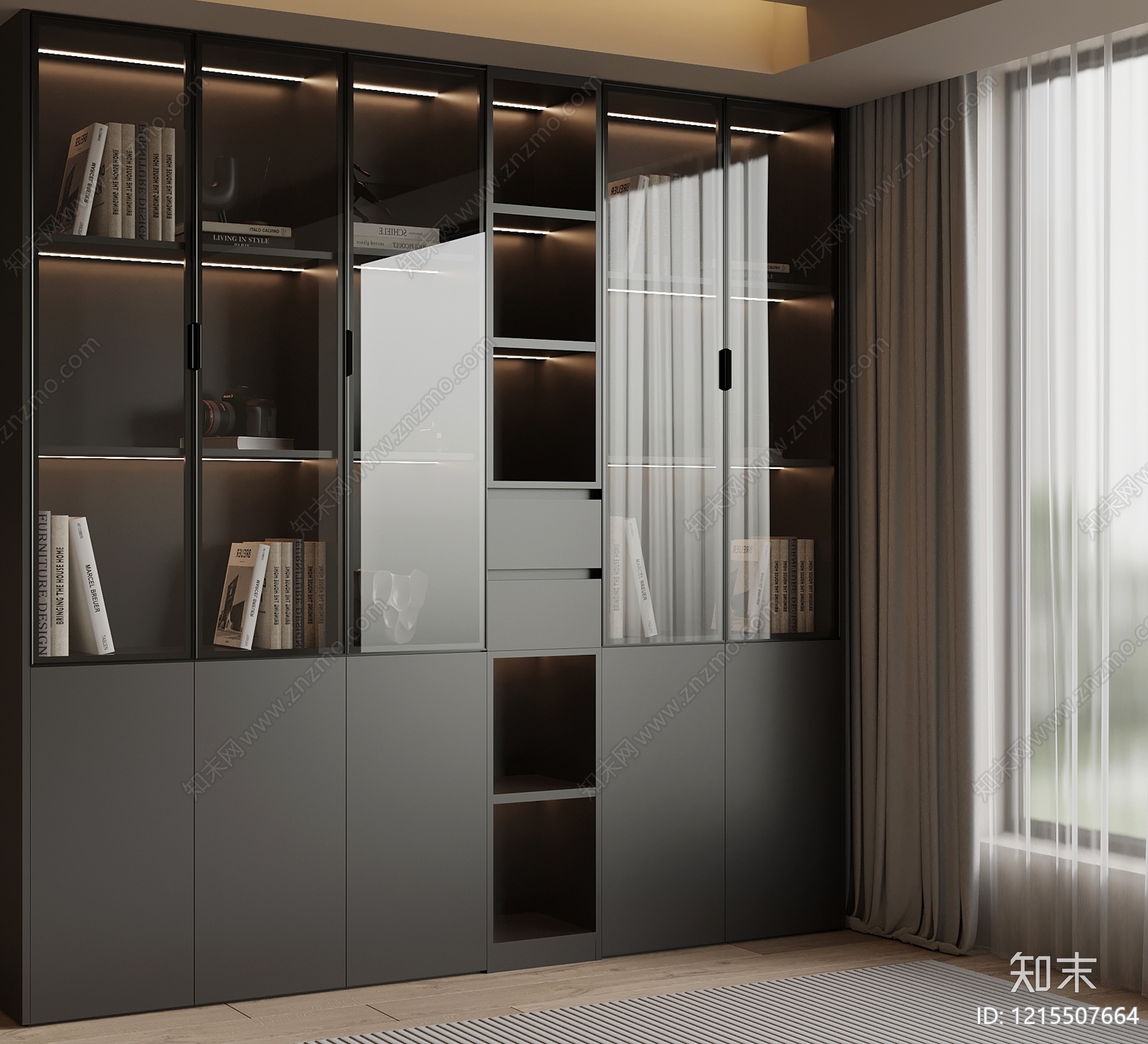 意式极简书房3D模型下载【ID:1215507664】