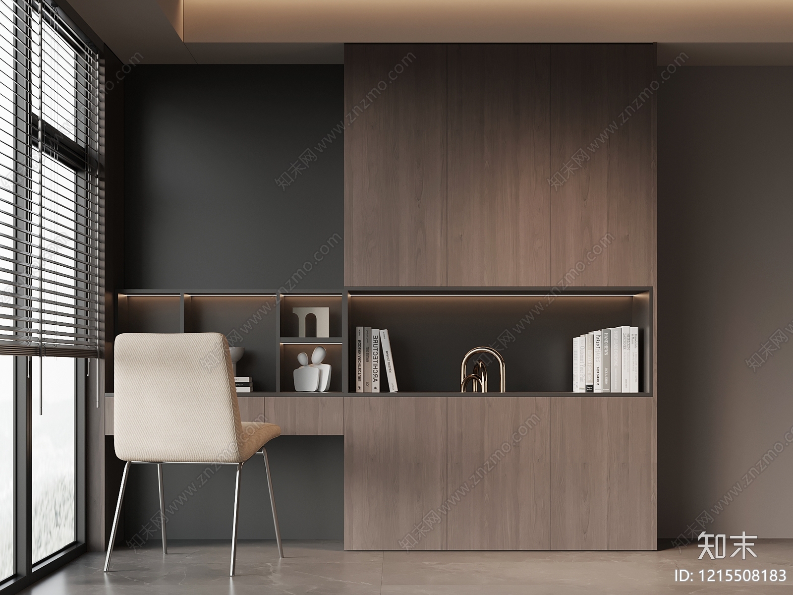 极简阳台书房书桌椅SU模型下载【ID:1215508183】