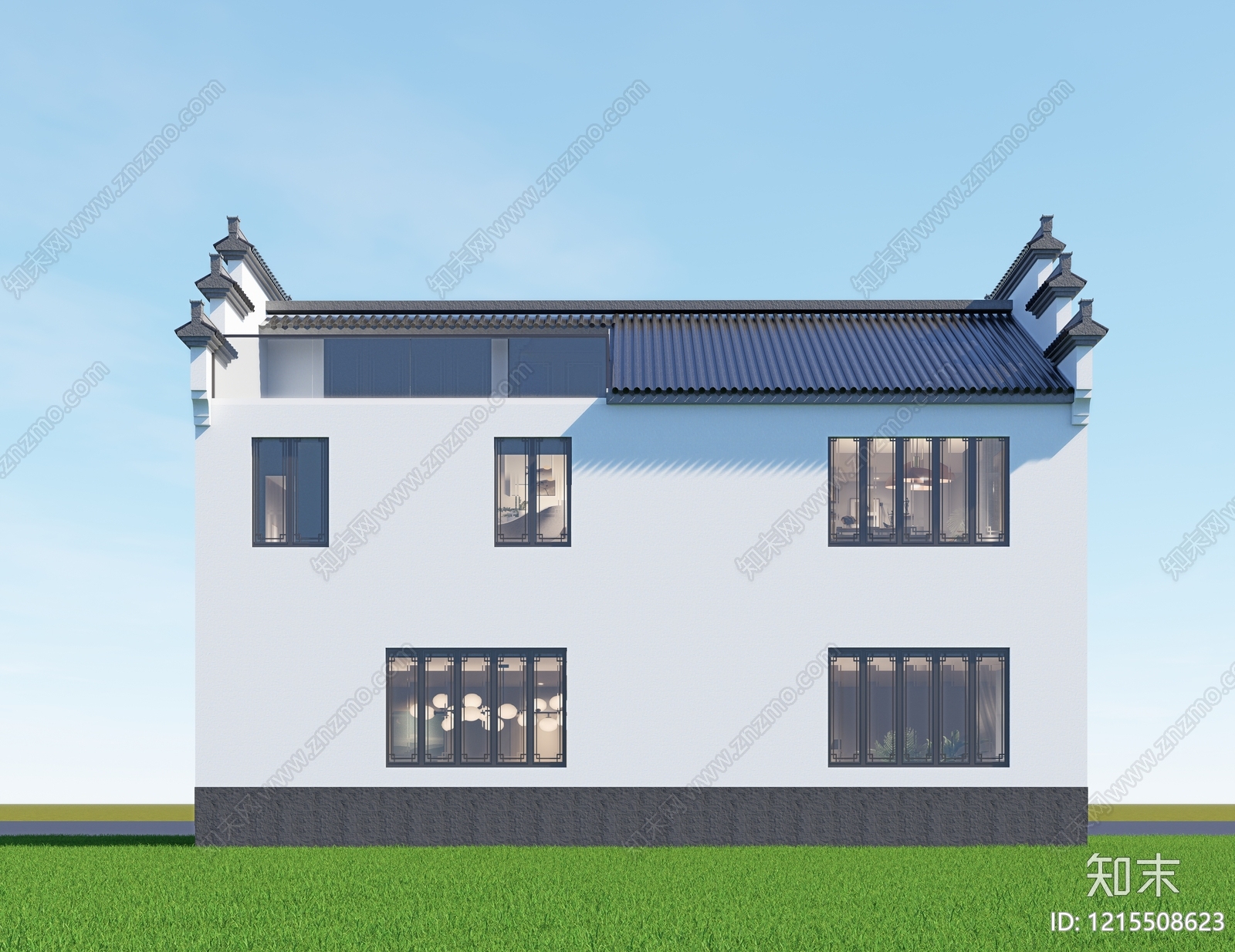 新中式别墅SU模型下载【ID:1215508623】