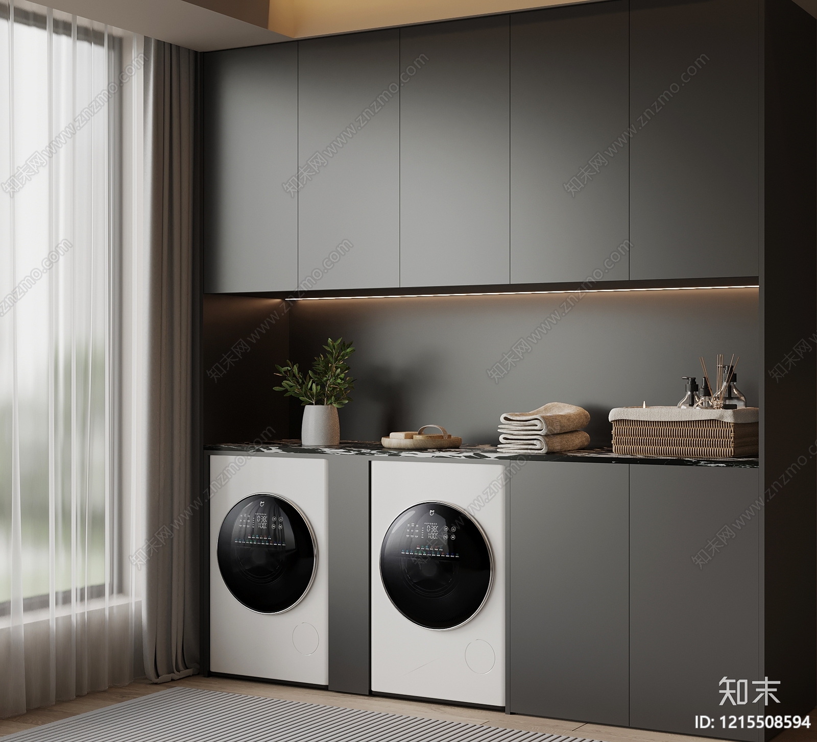 现代极简洗衣机柜SU模型下载【ID:1215508594】