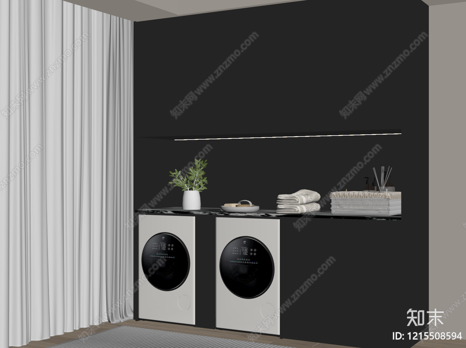 现代极简洗衣机柜SU模型下载【ID:1215508594】