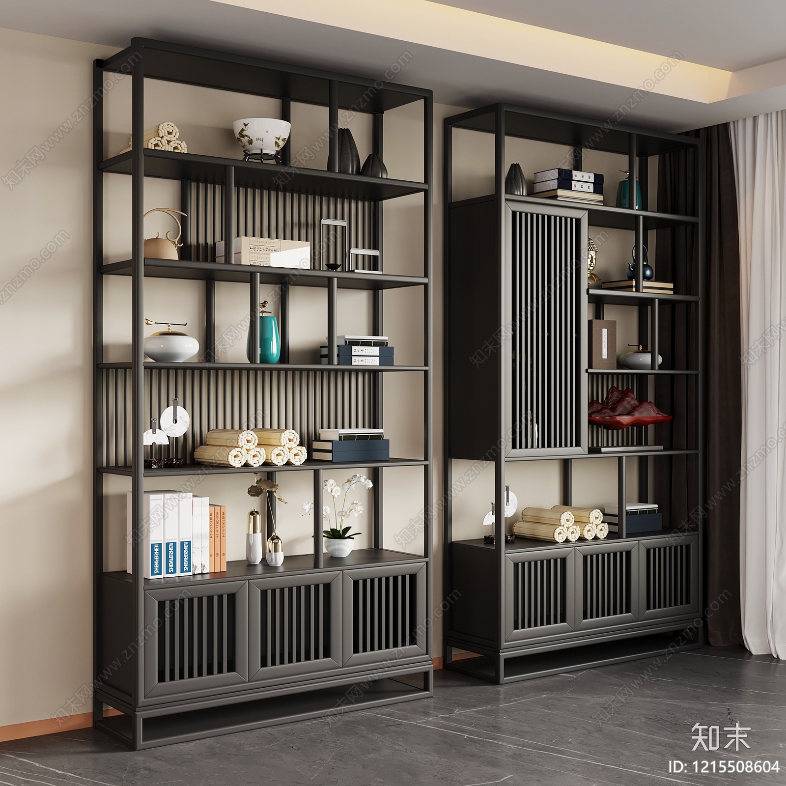 新中式博古架3D模型下载【ID:1215508604】