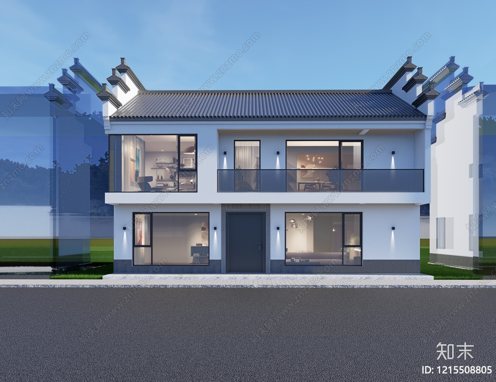 新中式乡村民房SU模型下载【ID:1215508805】