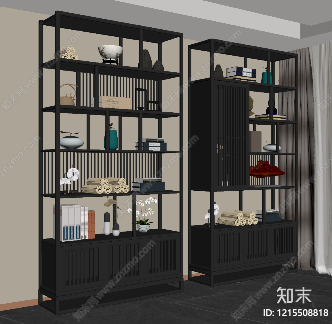 新中式博古架SU模型下载【ID:1215508818】