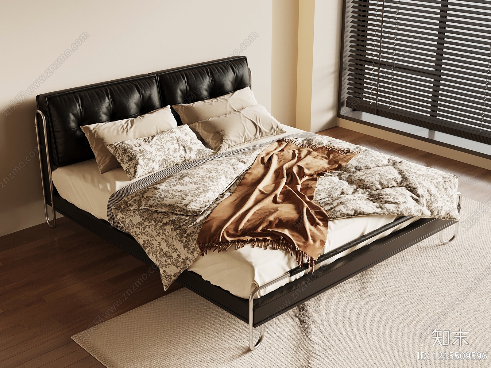 现代简约双人床3D模型下载【ID:1215509596】