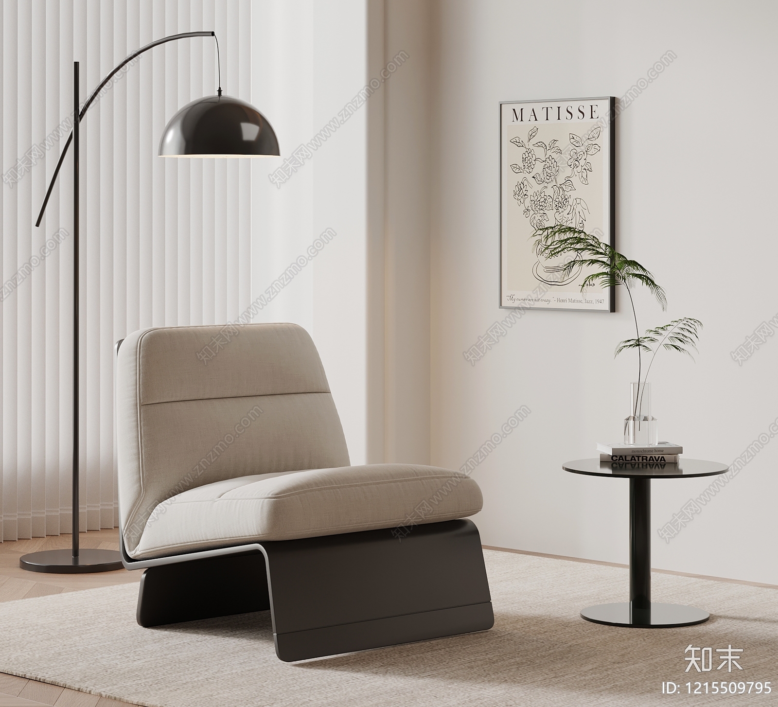 现代简约单人沙发3D模型下载【ID:1215509795】