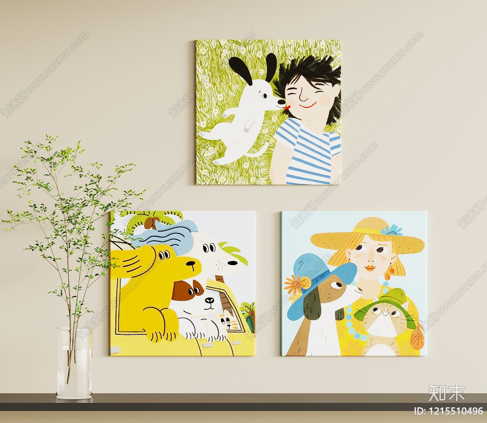 北欧儿童挂画3D模型下载【ID:1215510496】