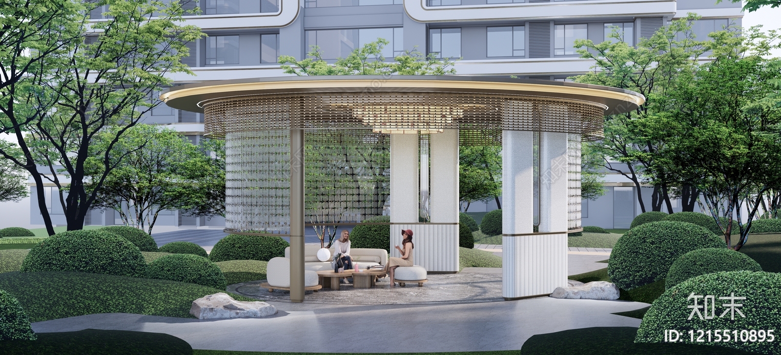 现代轻奢亭子SU模型下载【ID:1215510895】