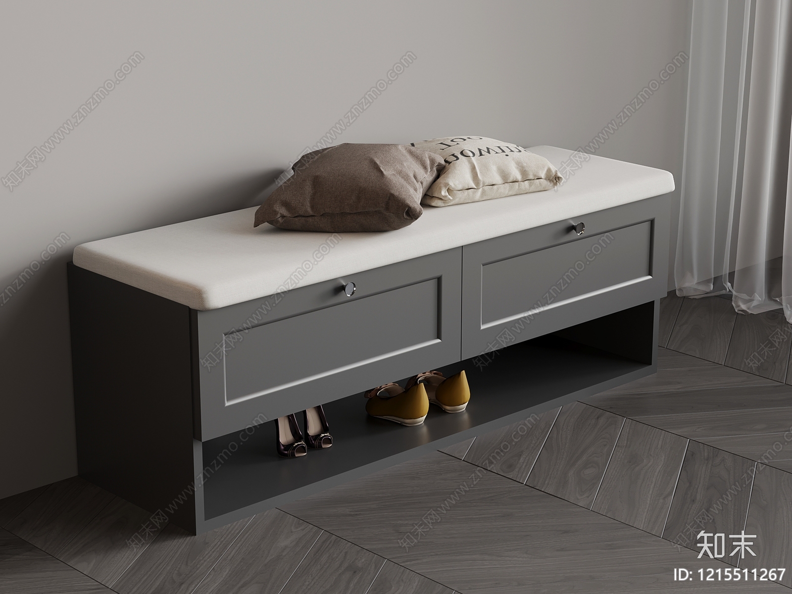 现代简约换鞋凳3D模型下载【ID:1215511267】