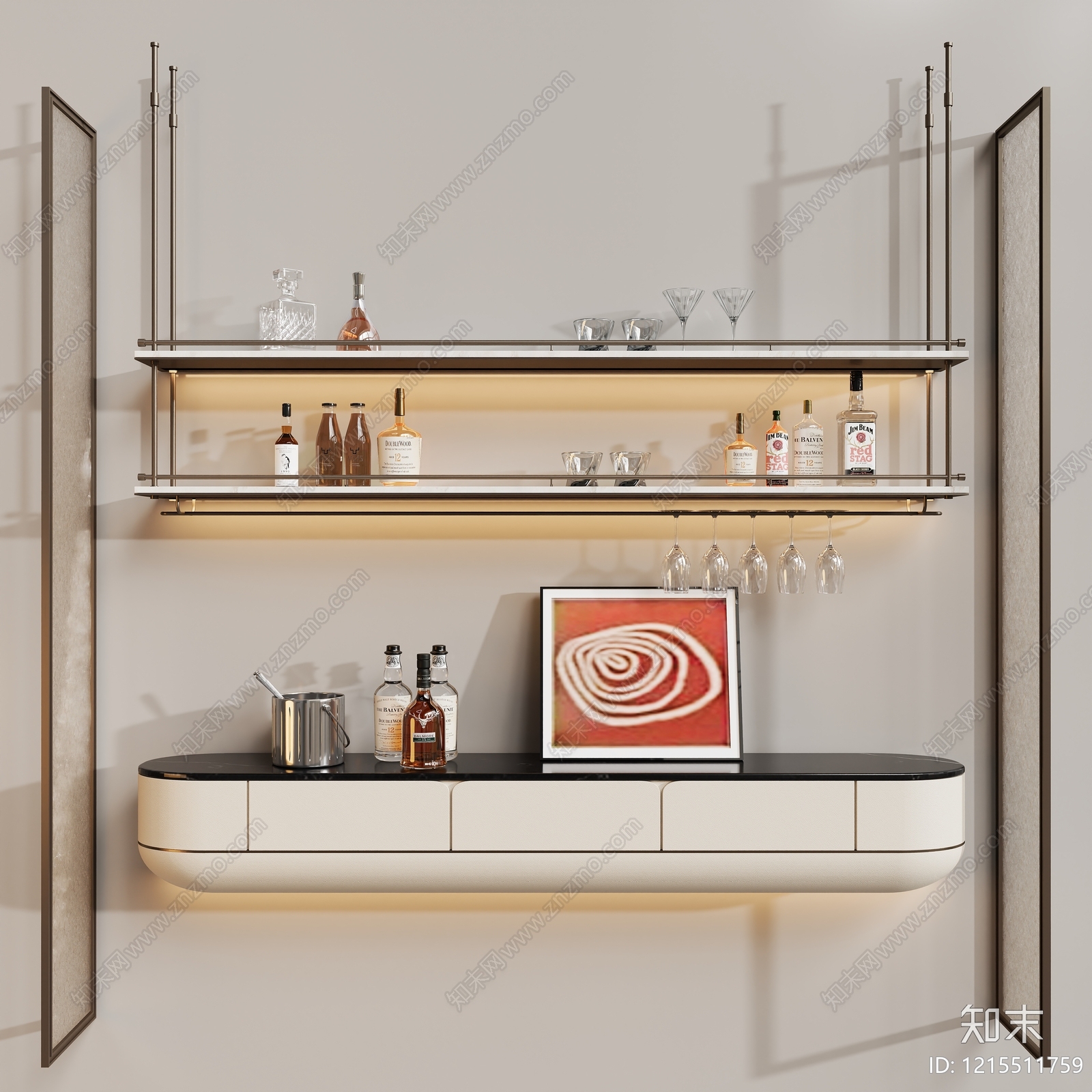 现代简约酒柜SU模型下载【ID:1215511759】