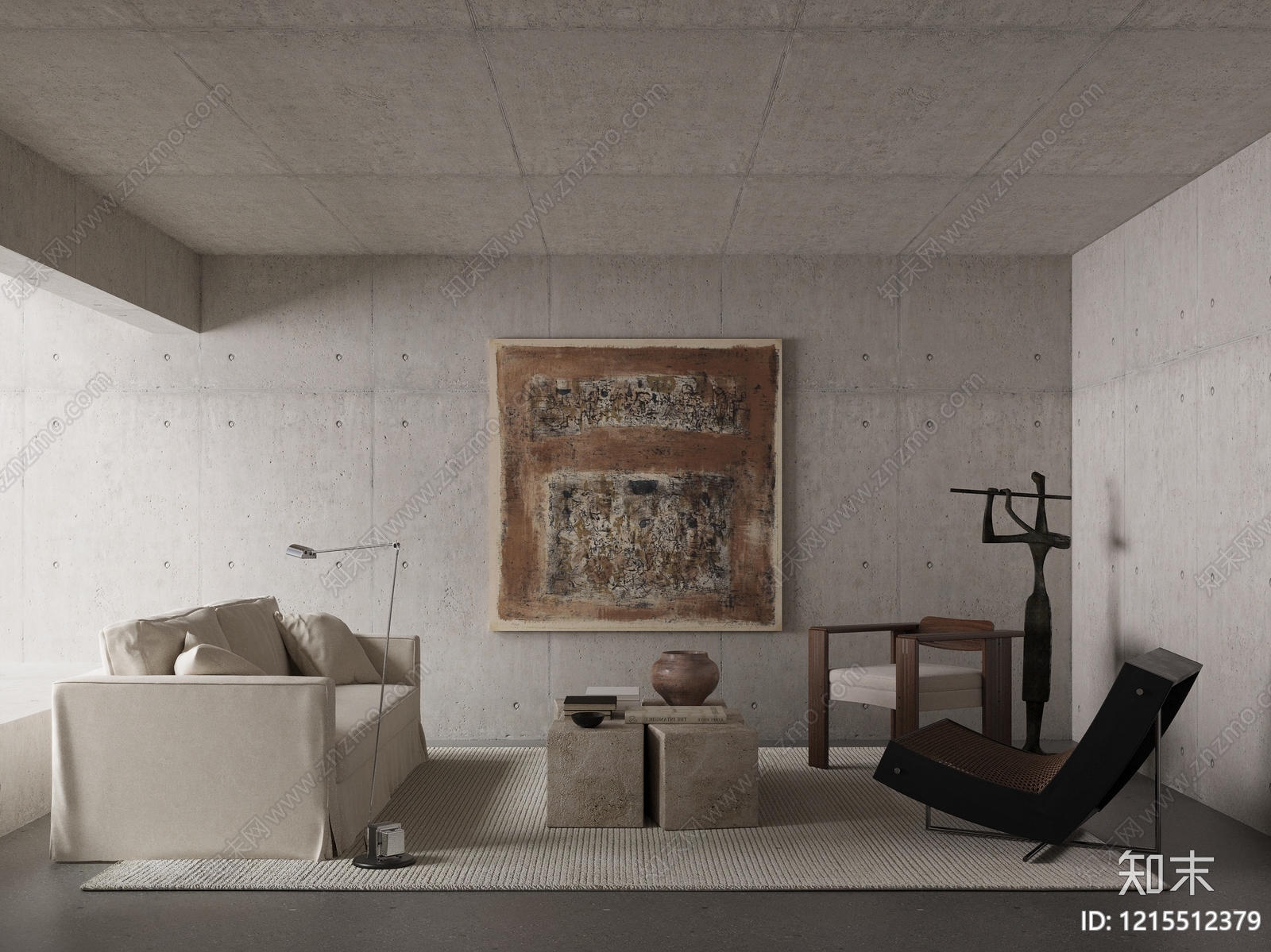 侘寂家居客厅3D模型下载【ID:1215512379】