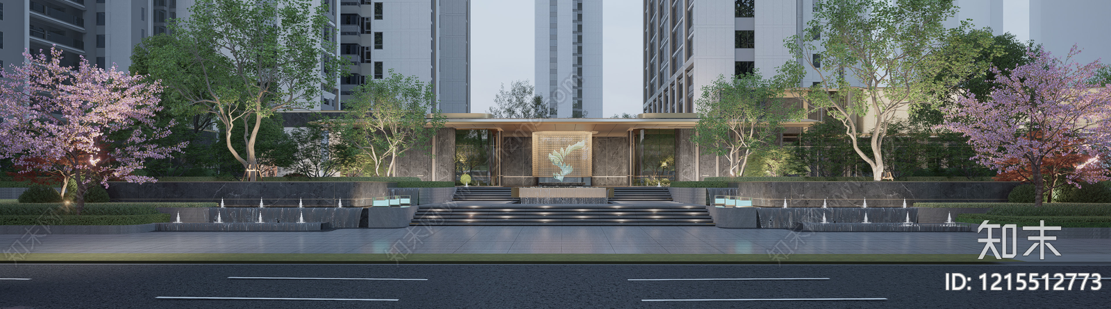 现代轻奢入口广场SU模型下载【ID:1215512773】