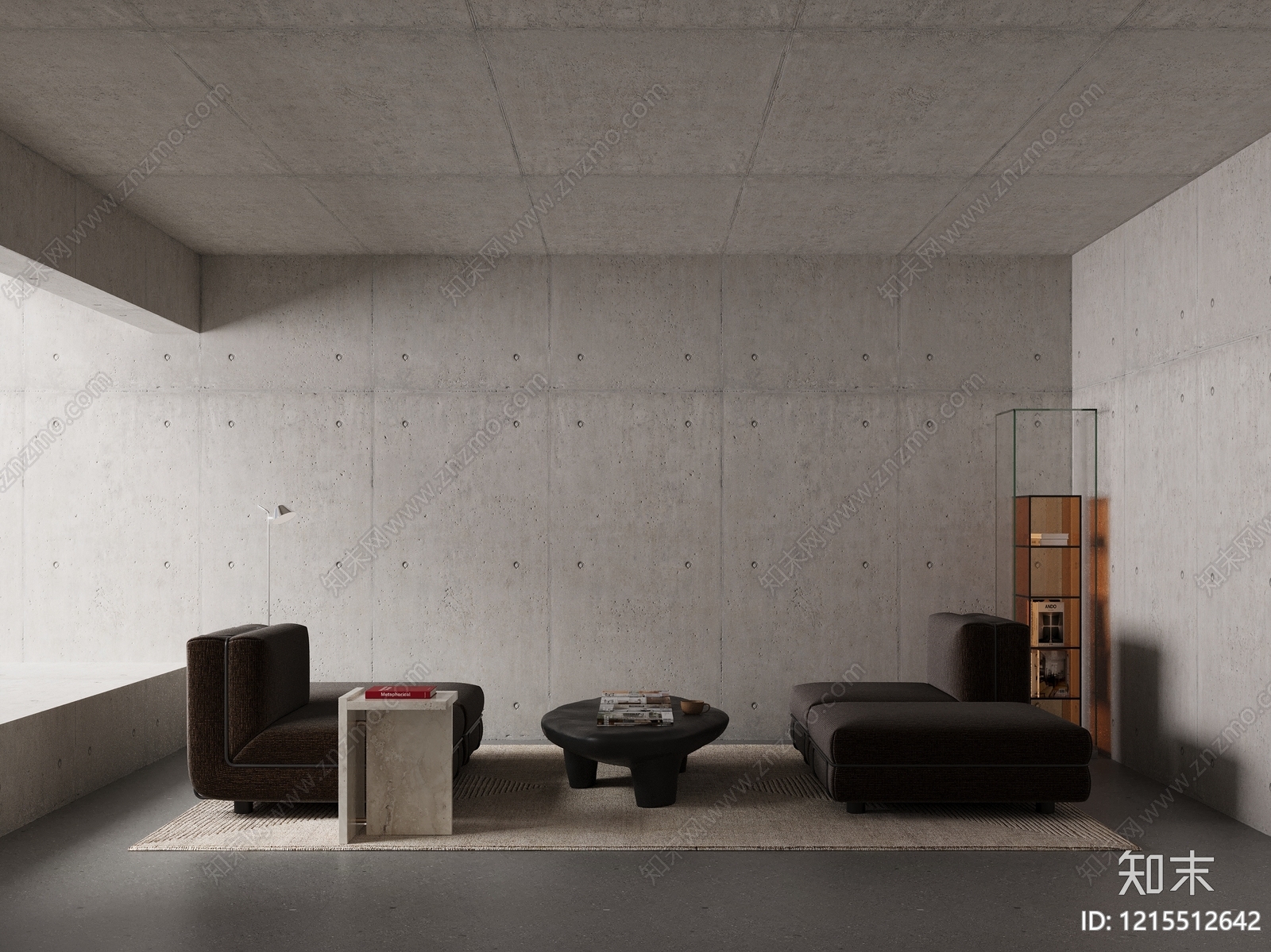 极简主义黑白灰客厅3D模型下载【ID:1215512642】