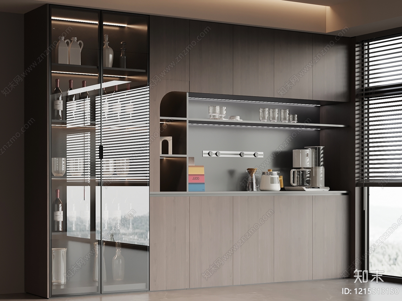 现代极简酒柜3D模型下载【ID:1215513150】