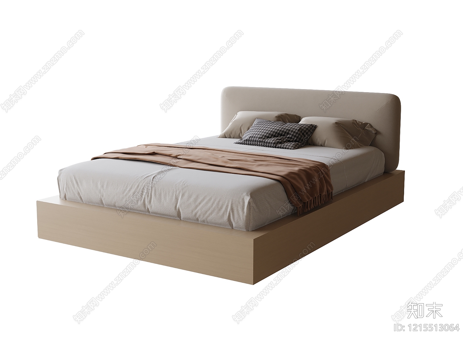 现代简约双人床3D模型下载【ID:1215513064】