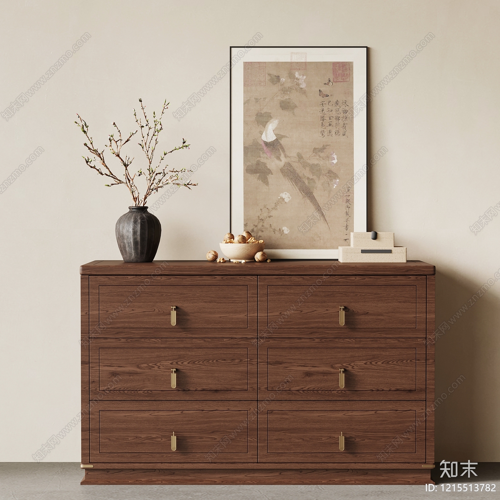 新中式玄关柜SU模型下载【ID:1215513782】