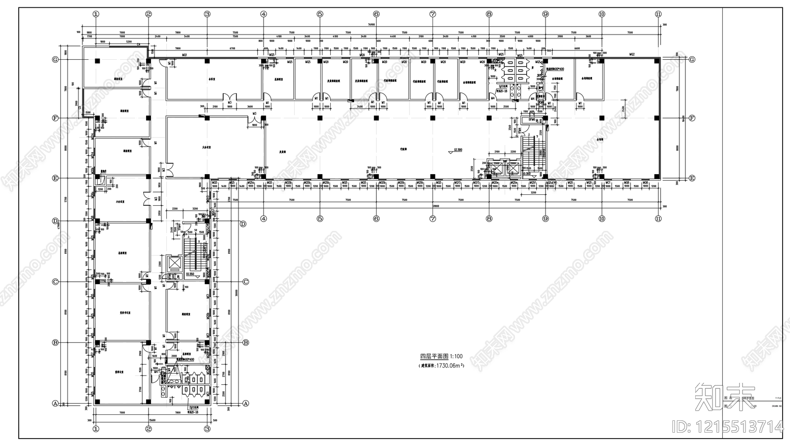现代办公楼建筑cad施工图下载【ID:1215513714】