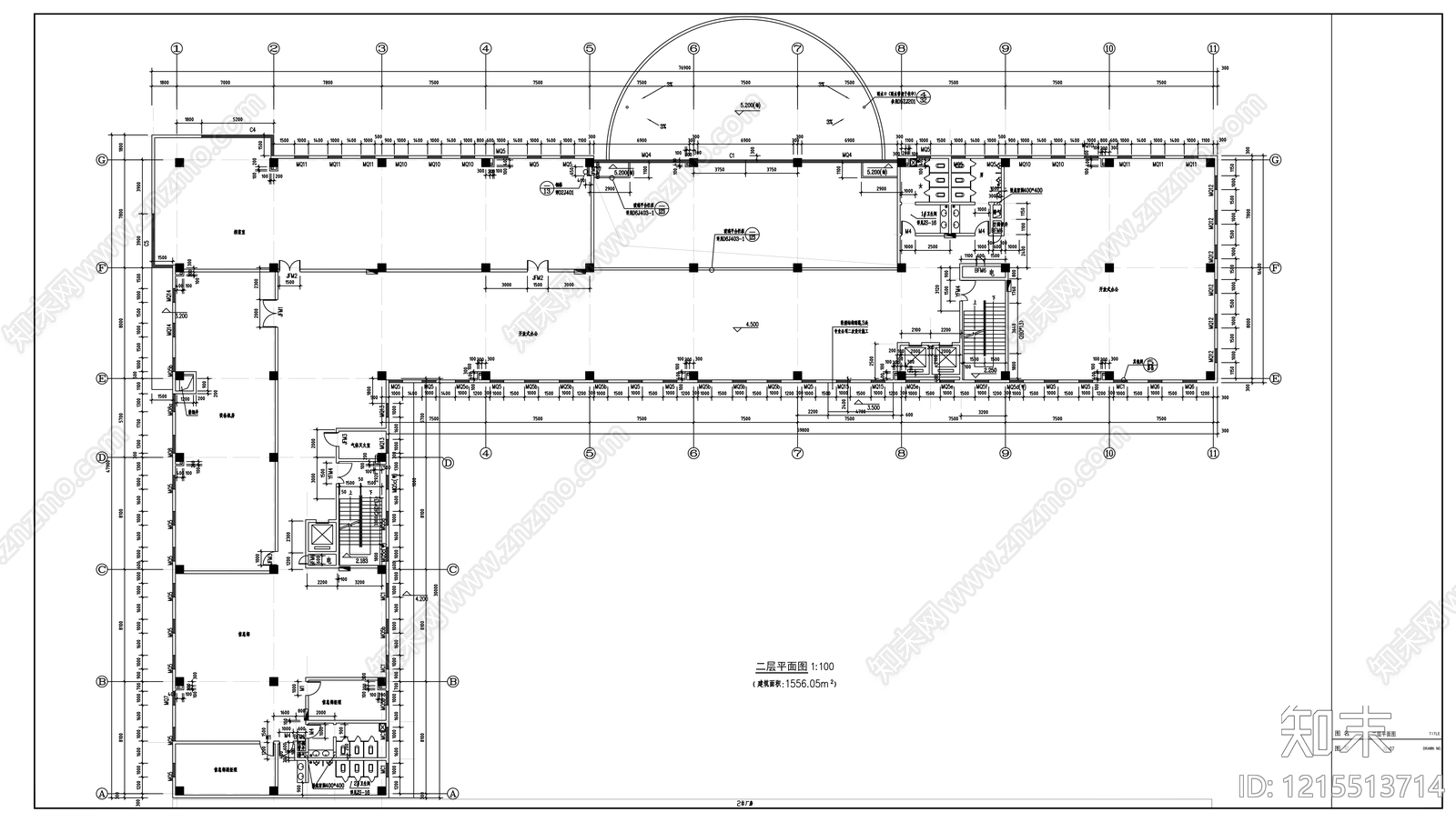 现代办公楼建筑cad施工图下载【ID:1215513714】