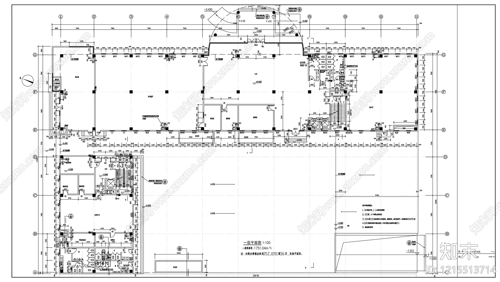 现代办公楼建筑cad施工图下载【ID:1215513714】