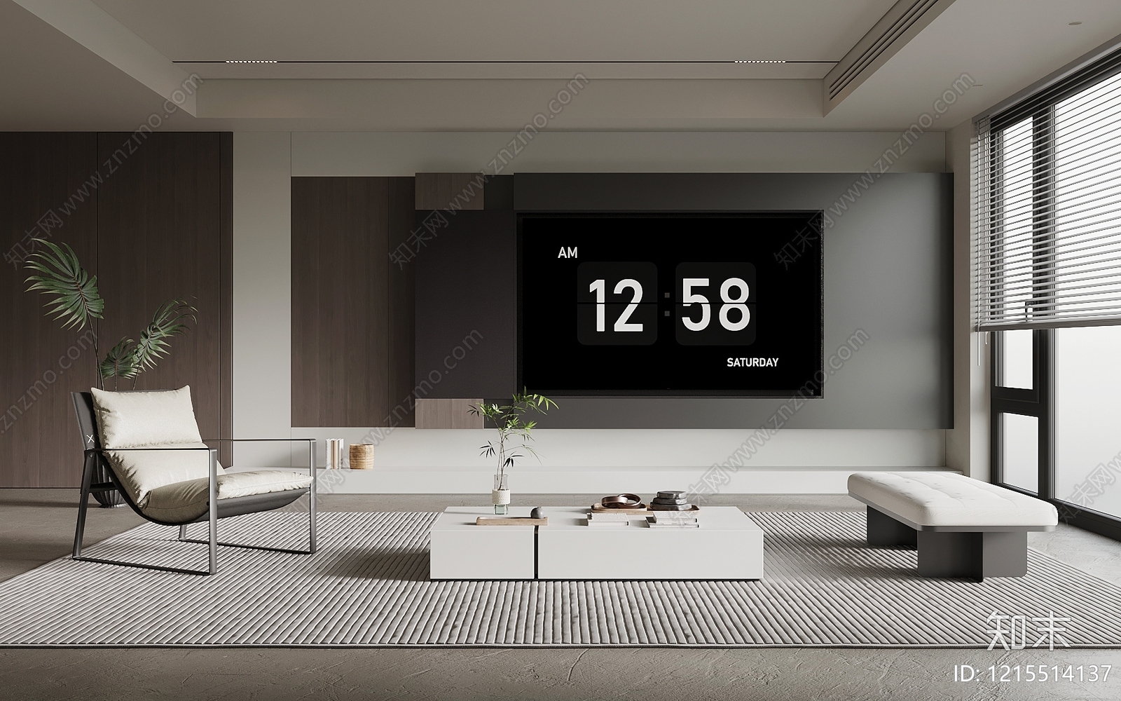 极简挑空客厅3D模型下载【ID:1215514137】