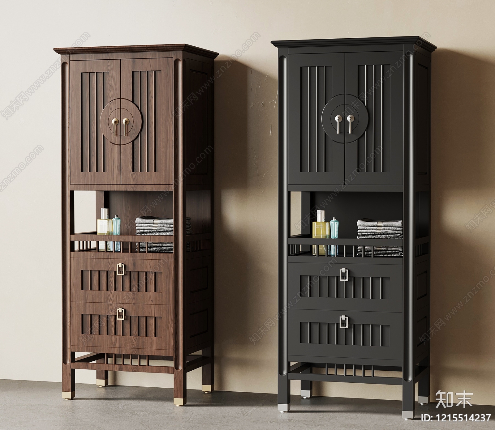 新中式储物柜3D模型下载【ID:1215514237】
