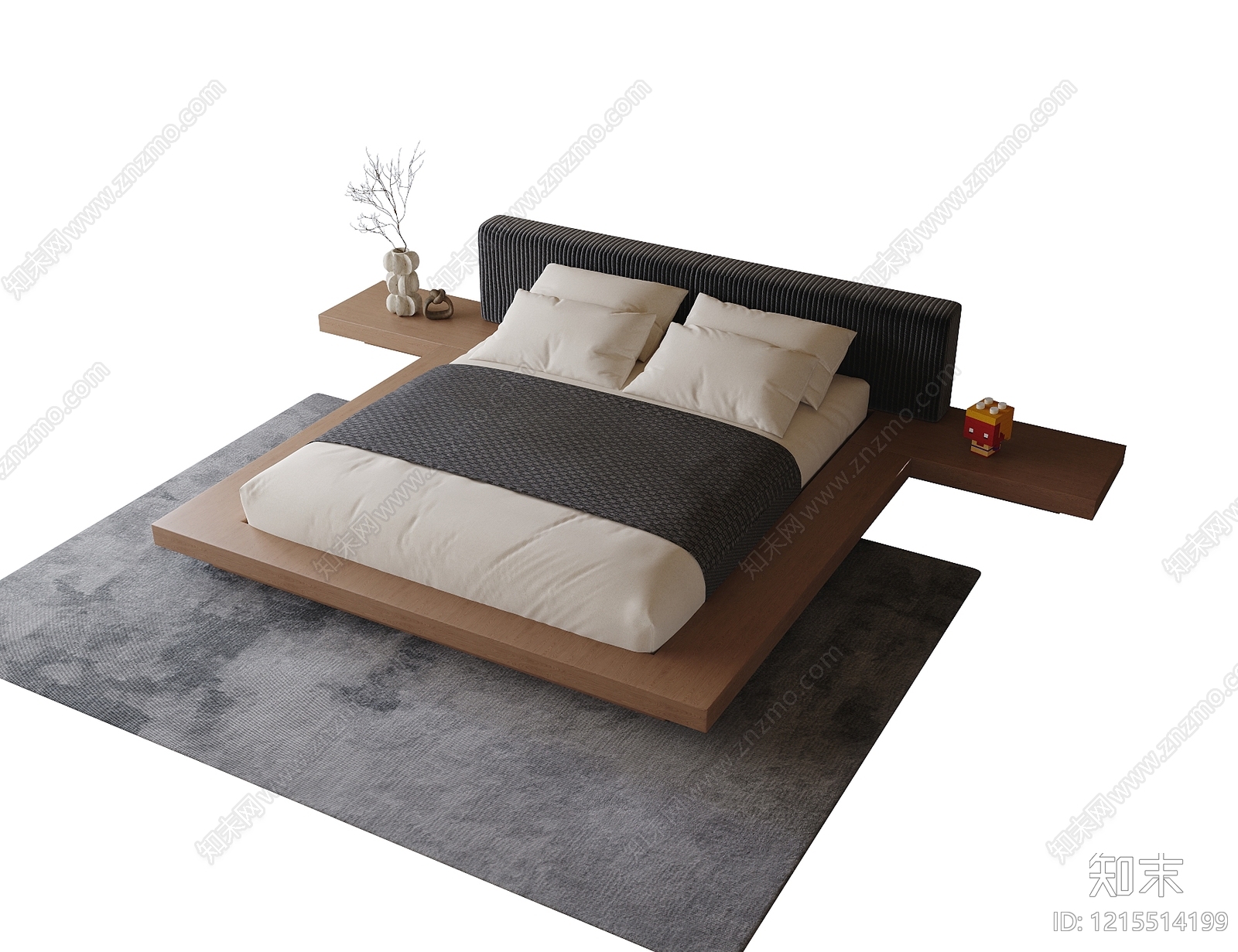 极简双人床SU模型下载【ID:1215514199】