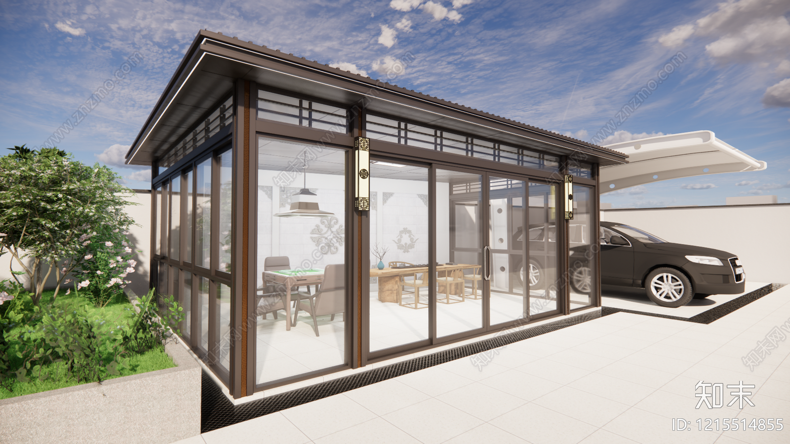 新中式亭子SU模型下载【ID:1215514855】