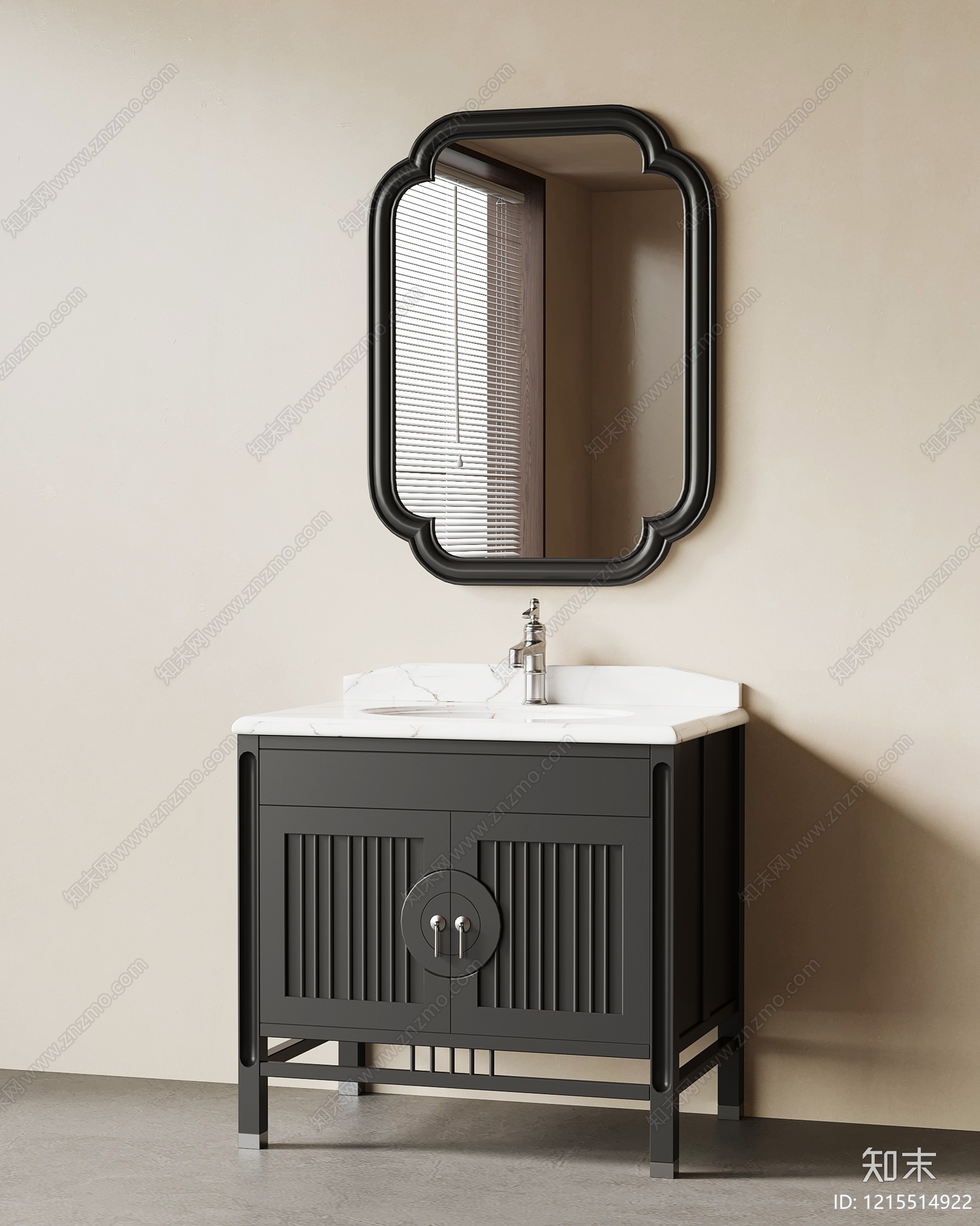 新中式浴室柜SU模型下载【ID:1215514922】