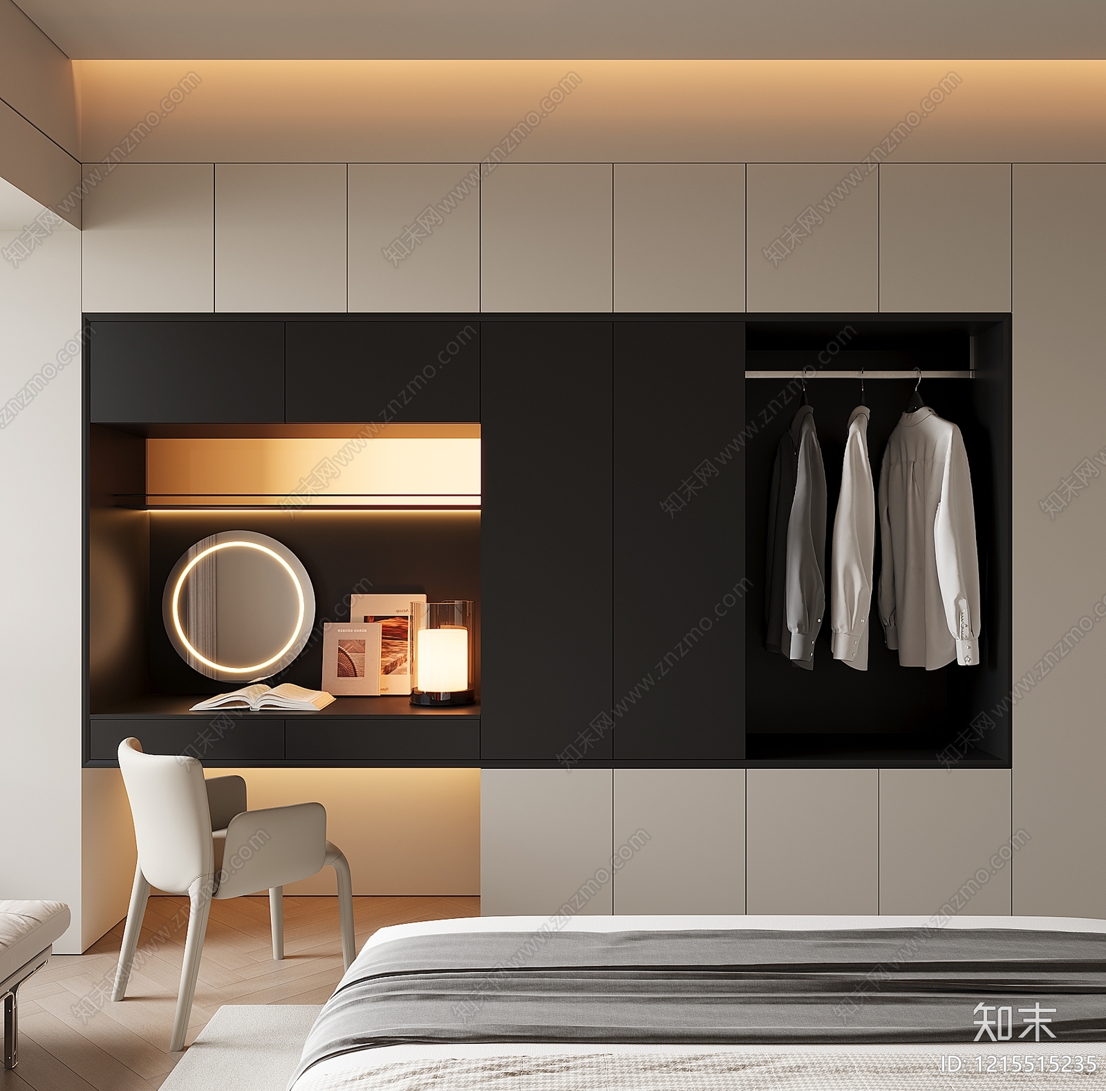 极简衣柜3D模型下载【ID:1215515235】