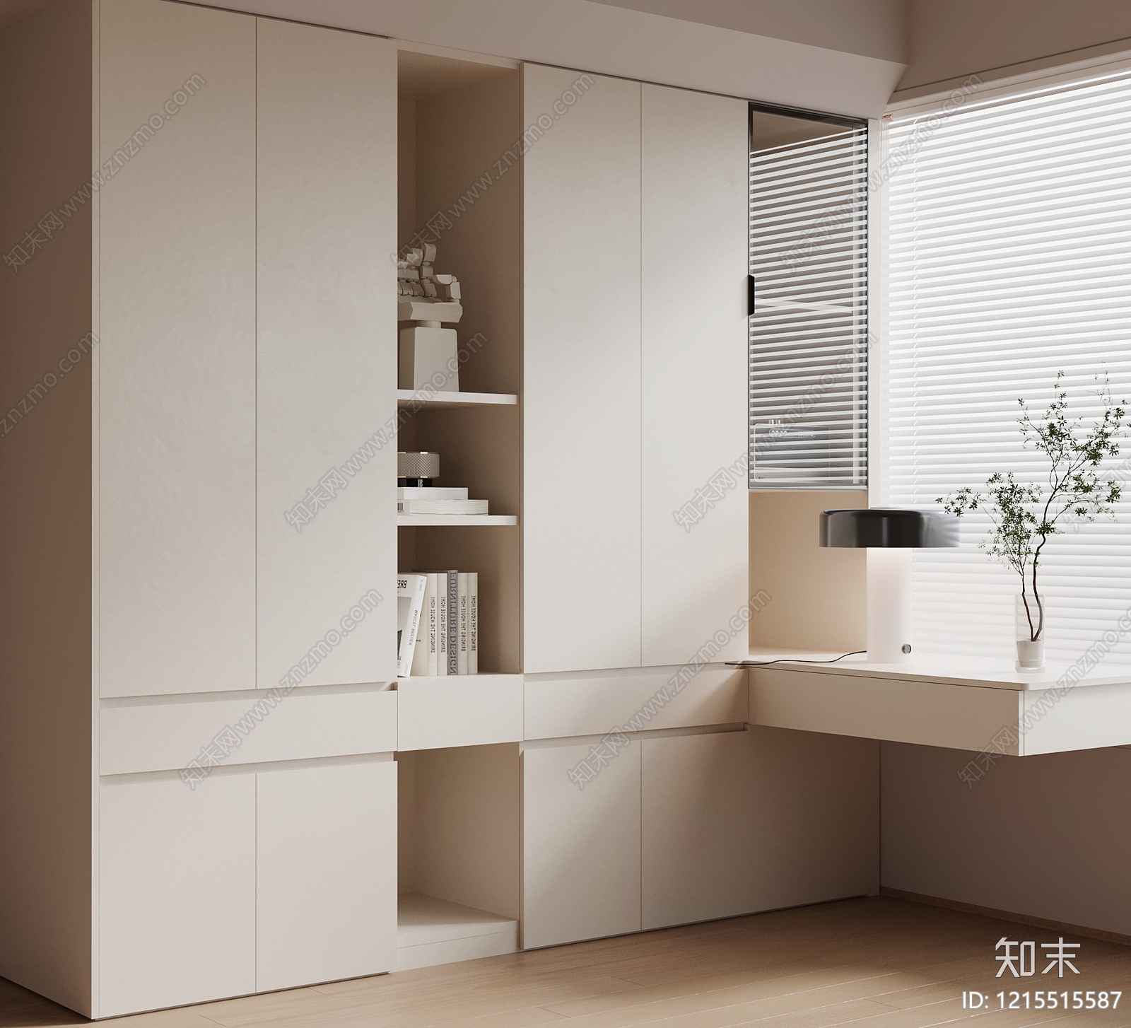 奶油风衣柜3D模型下载【ID:1215515587】