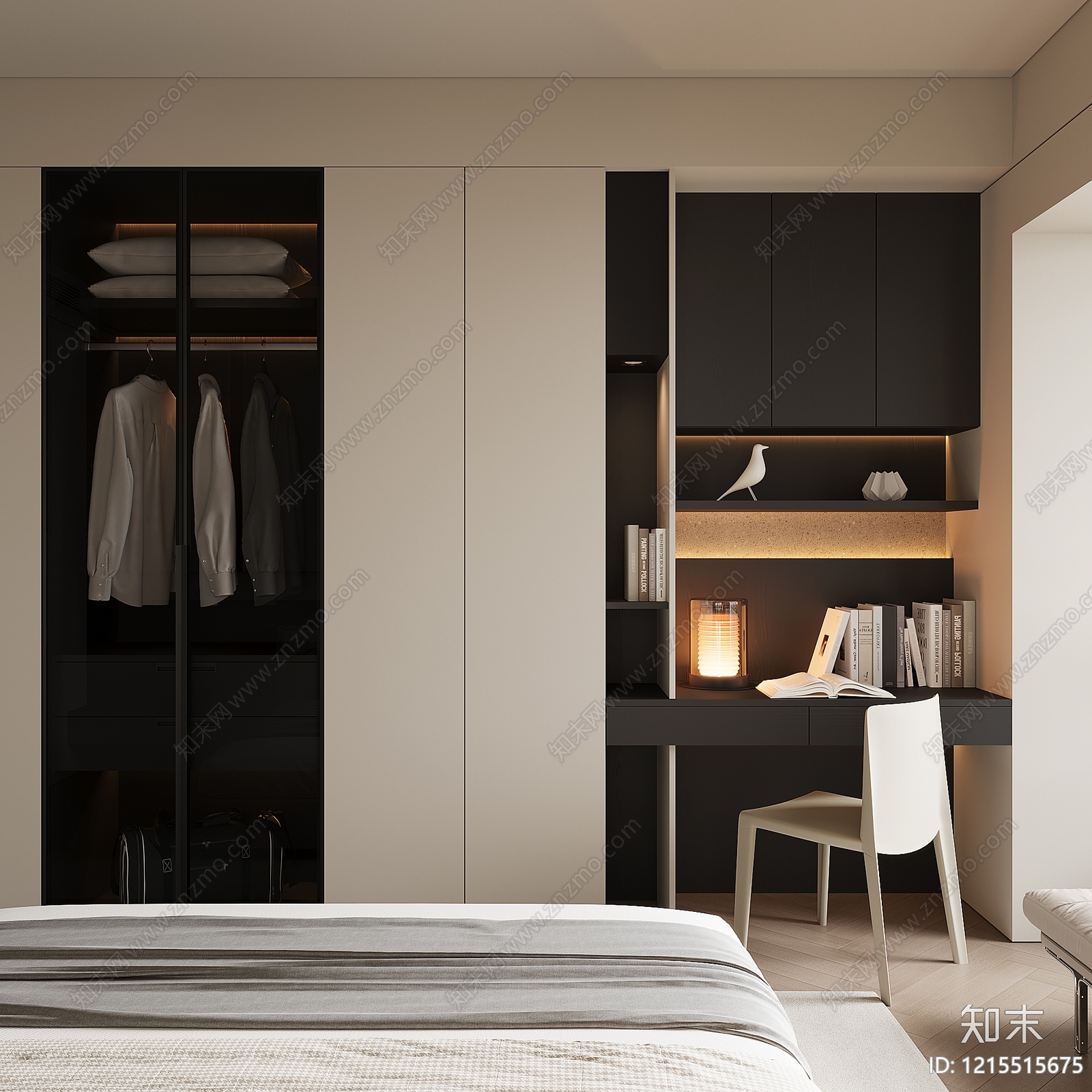 极简衣柜SU模型下载【ID:1215515675】