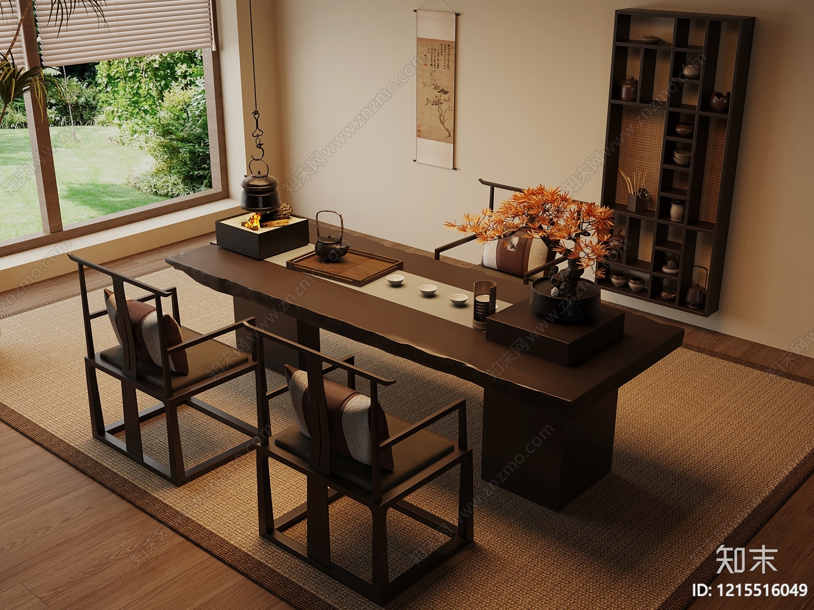 新中式茶桌椅3D模型下载【ID:1215516049】