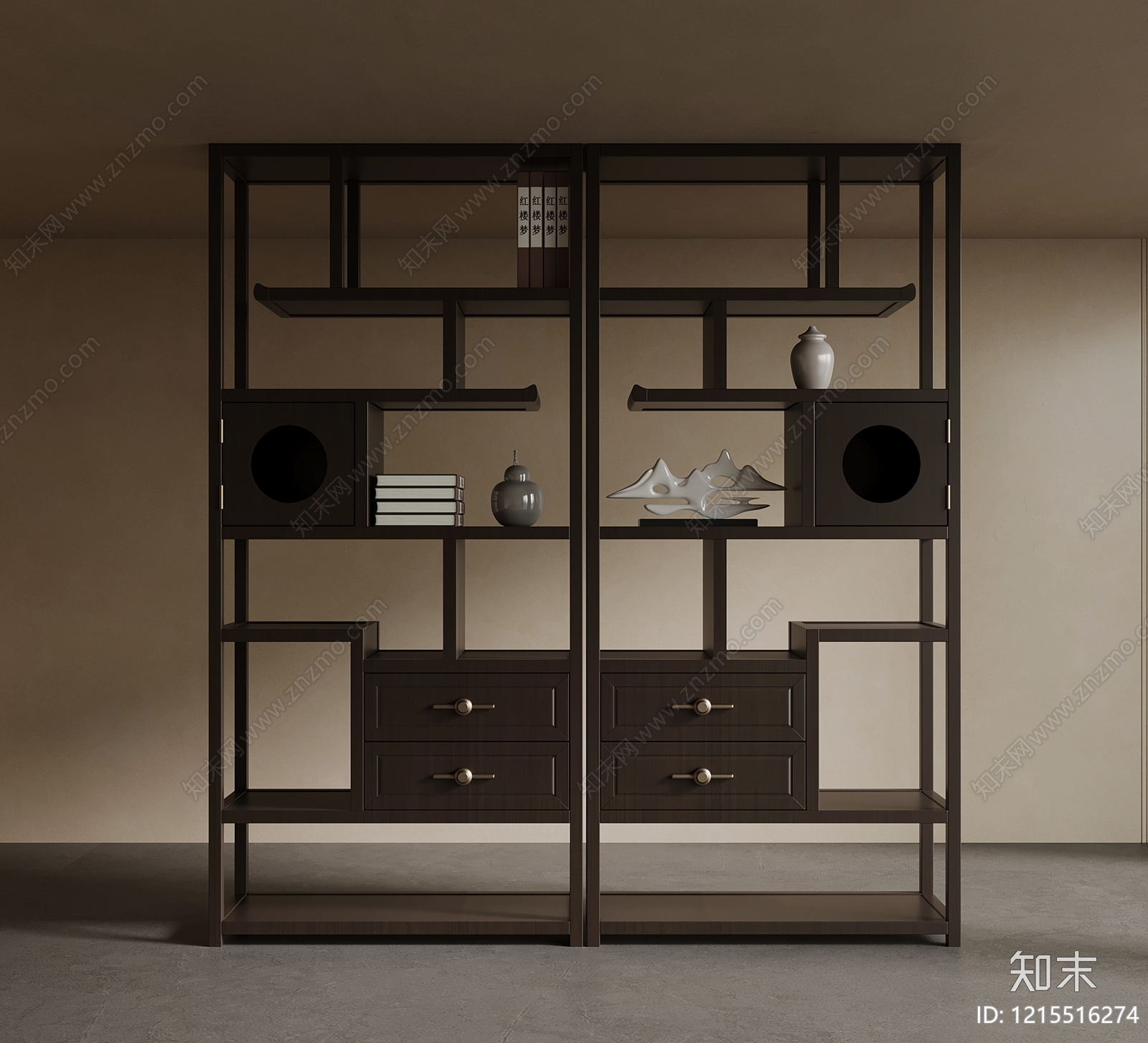 新中式博古架SU模型下载【ID:1215516274】