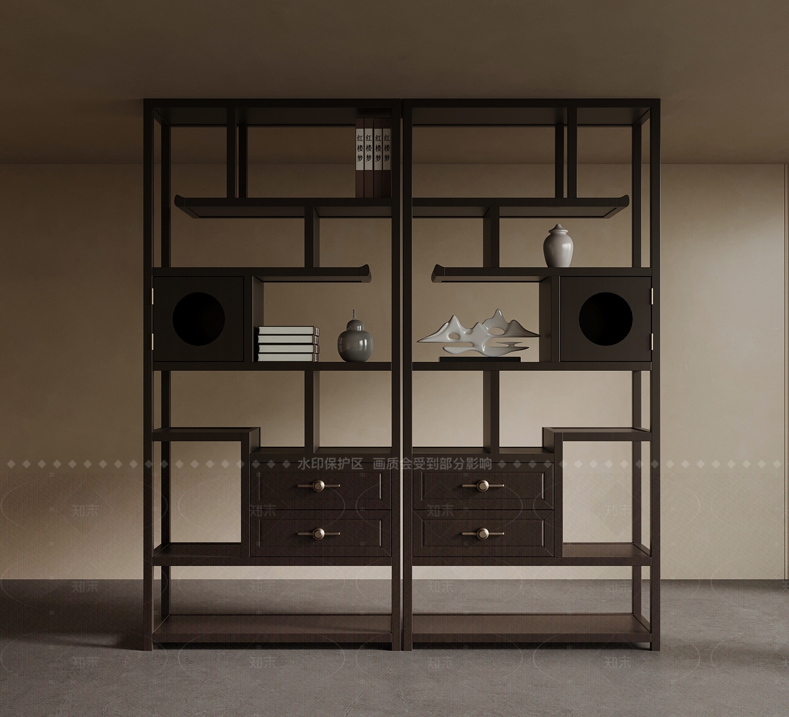 新中式博古架3D模型下载【ID:1215516298】