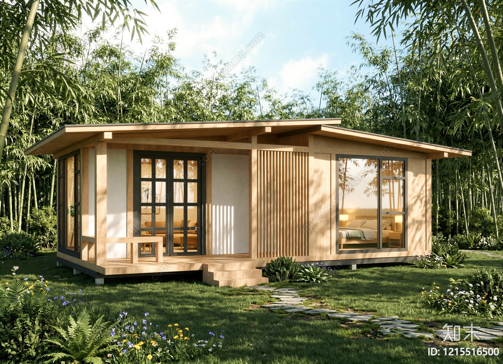 日式民宿建筑SU模型下载【ID:1215516500】